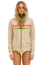 Classic 5 STRIPE HOODIE - SAND PINK GREEN