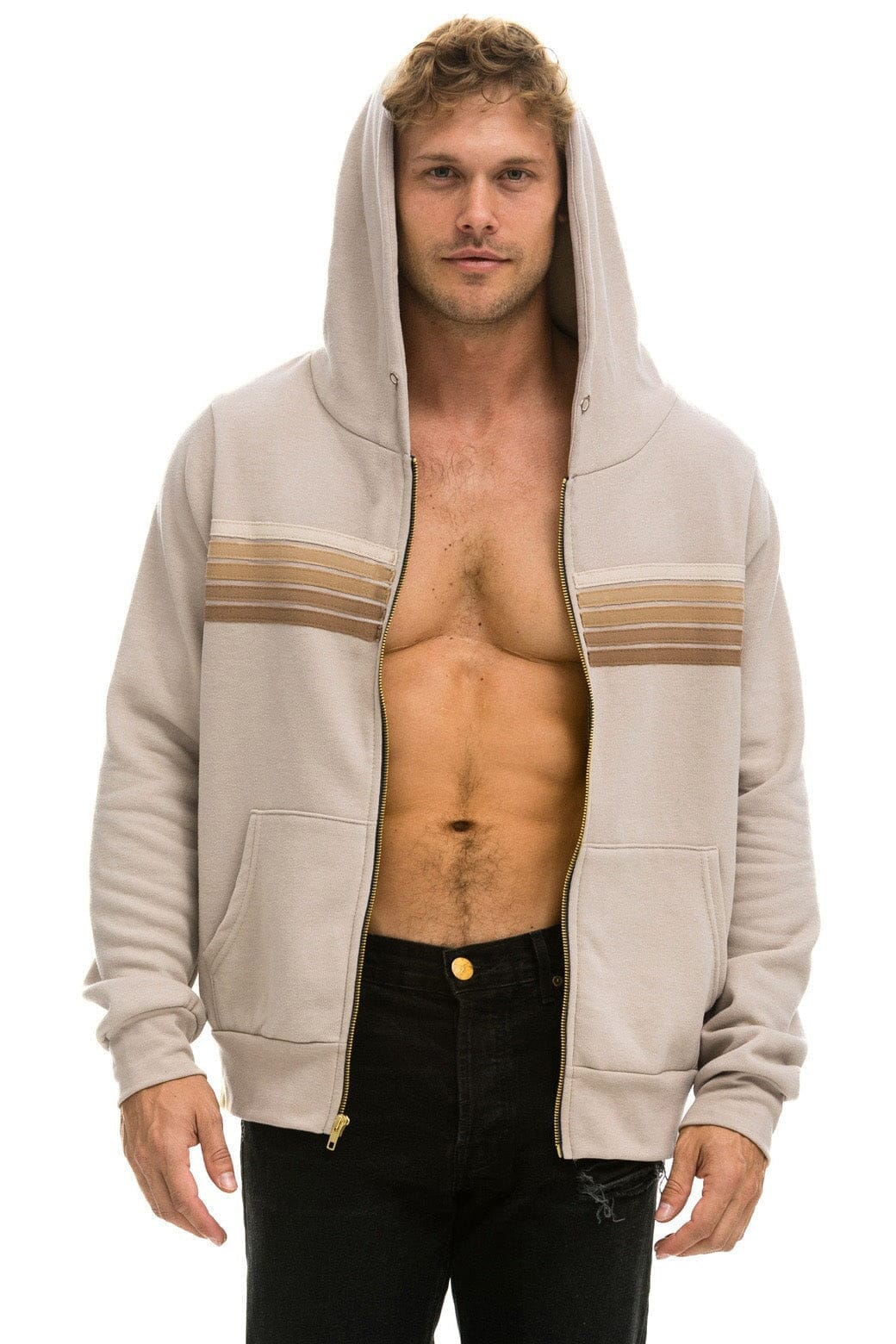 Classic 5 STRIPE HOODIE - SAND TAN