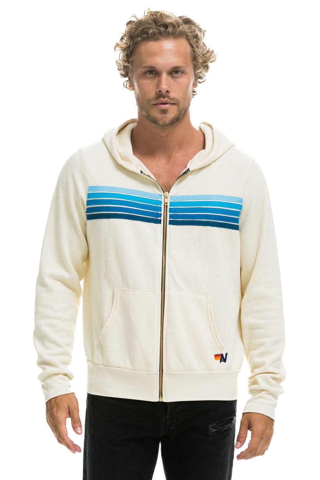 Classic 5 STRIPE HOODIE - VINTAGE WHITE BLUE