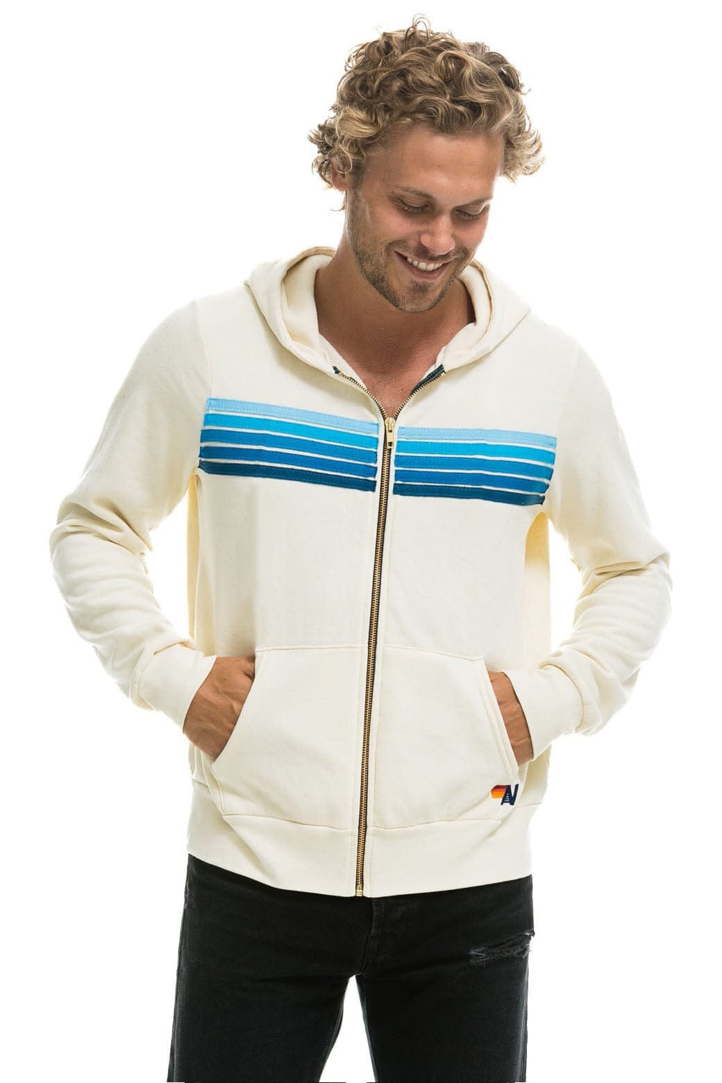 Classic 5 STRIPE HOODIE - VINTAGE WHITE BLUE
