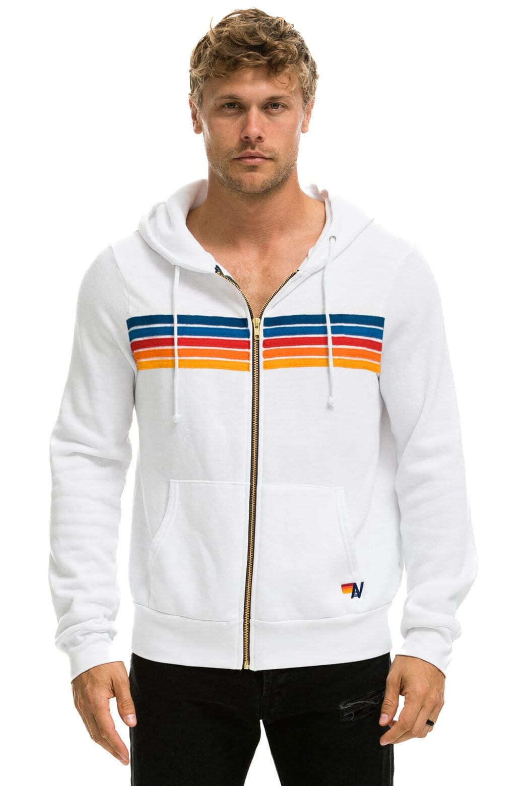 Classic 5 STRIPE HOODIE - WHITE 2