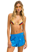 Classic 5 STRIPE NYLON JOGGER SHORT - BLUE CINA