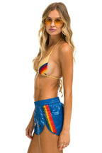 Classic 5 STRIPE NYLON JOGGER SHORT - SNORKEL BLUE