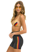 Classic 5 STRIPE RAINBOW 4 INCH HI-RISE BIKER SHORT - CHARCOAL