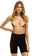 Classic 5 STRIPE RAINBOW 6 INCH HI-RISE BIKER SHORT - BLACK
