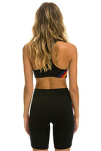 Classic 5 STRIPE RAINBOW 8 IN INSEAM HI-RISE BIKER SHORT - BLACK