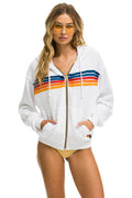 Classic 5 STRIPE RELAXED ZIP HOODIE - WHITE 2