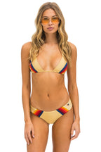 Classic 5 STRIPE SCRUNCH BIKINI BOTTOMS - GOLD