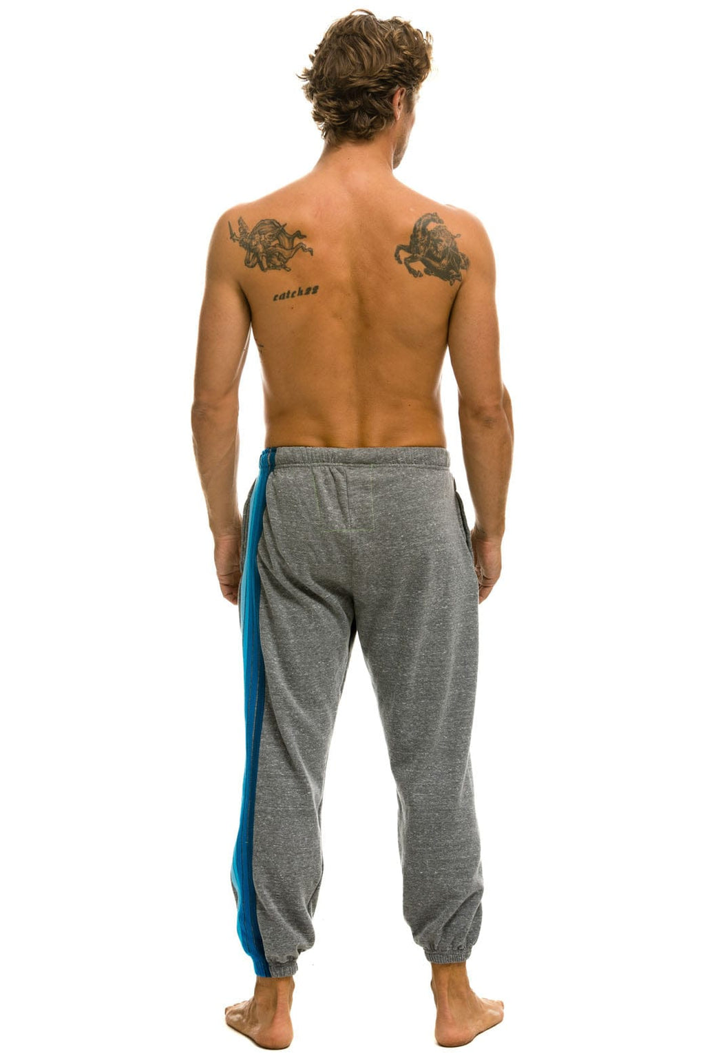 Classic 5 STRIPE SWEATPANTS - HEATHER GREY BLUE
