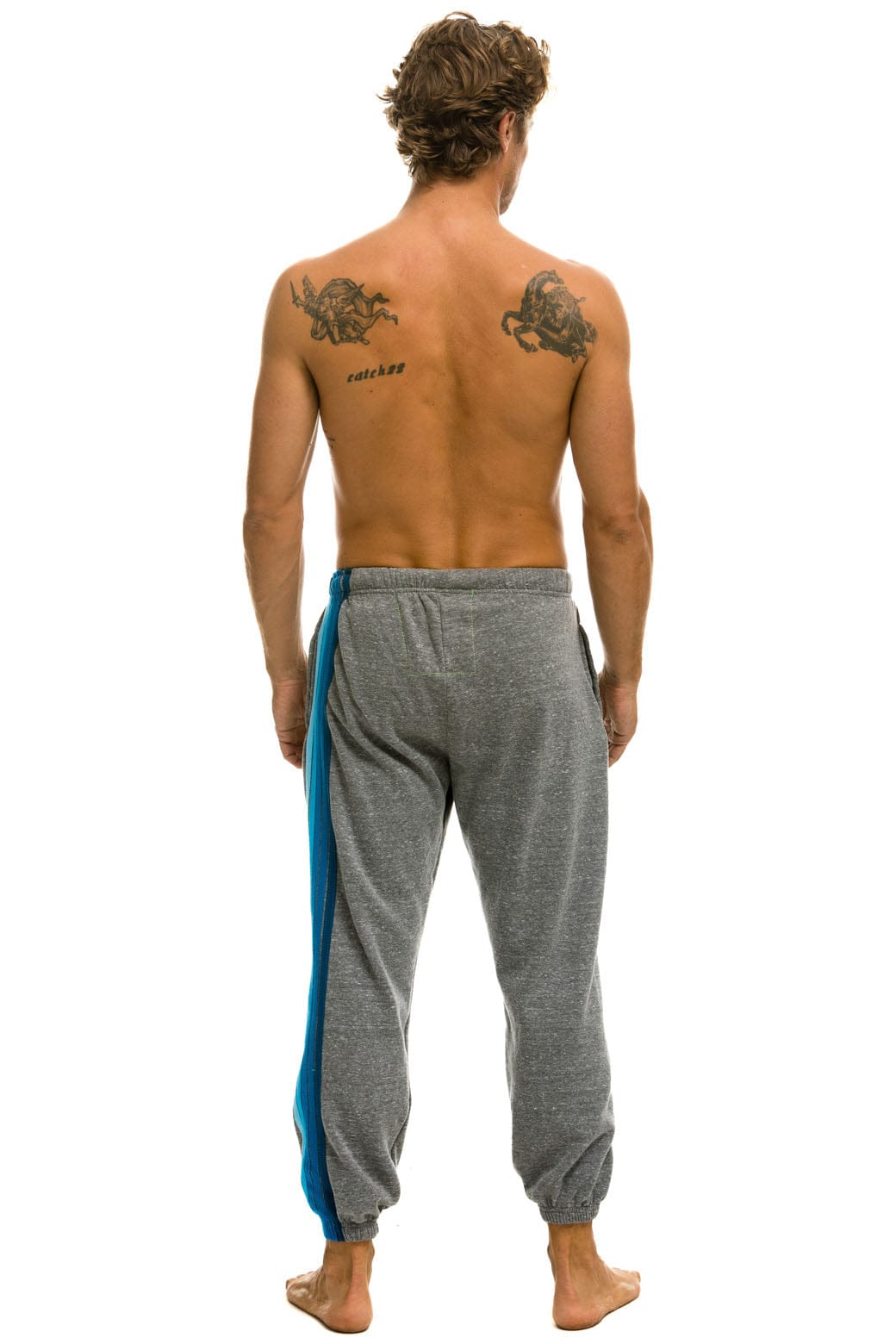 Classic 5 STRIPE SWEATPANTS - HEATHER GREY BLUE