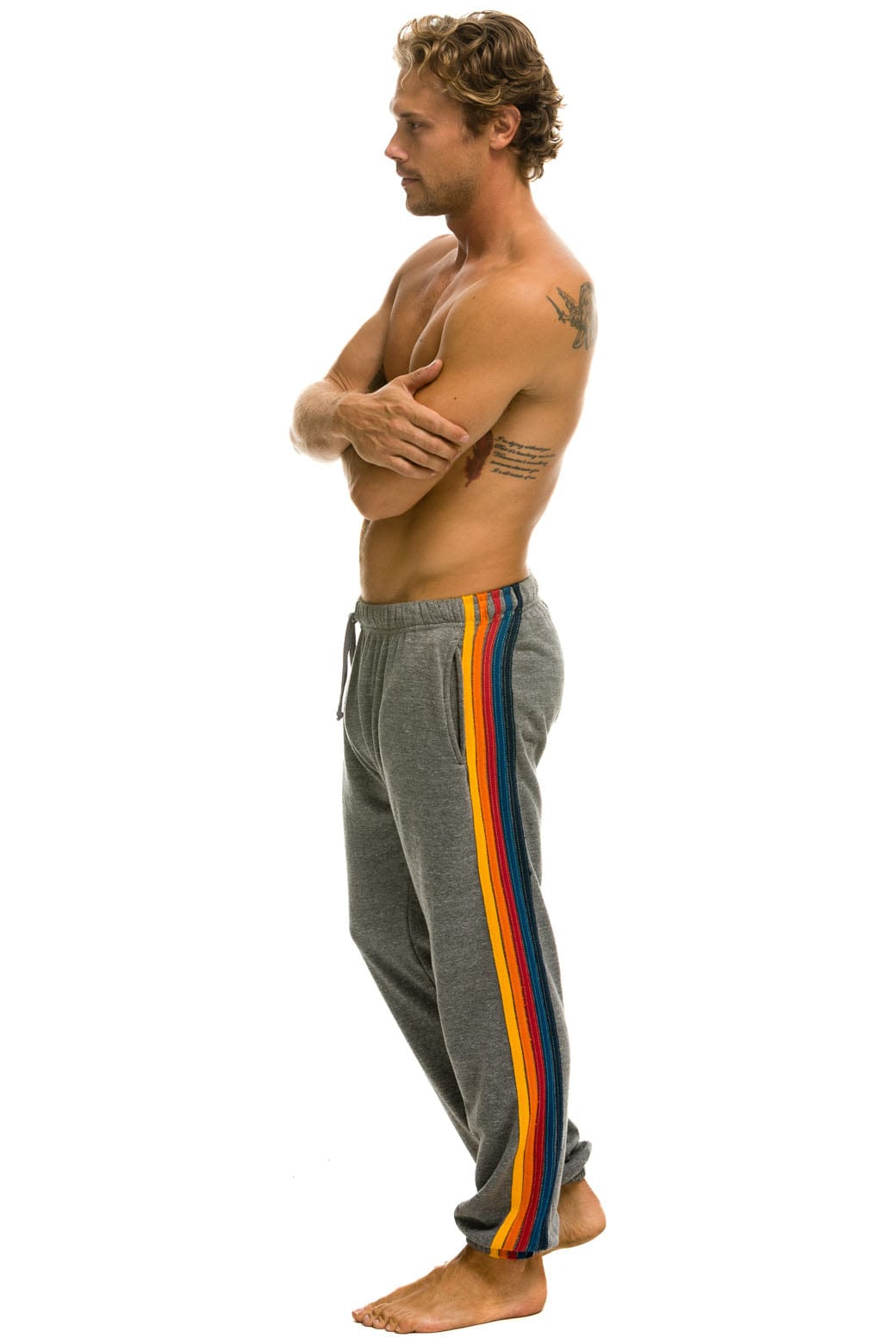 Classic 5 STRIPE SWEATPANTS - HEATHER GREY