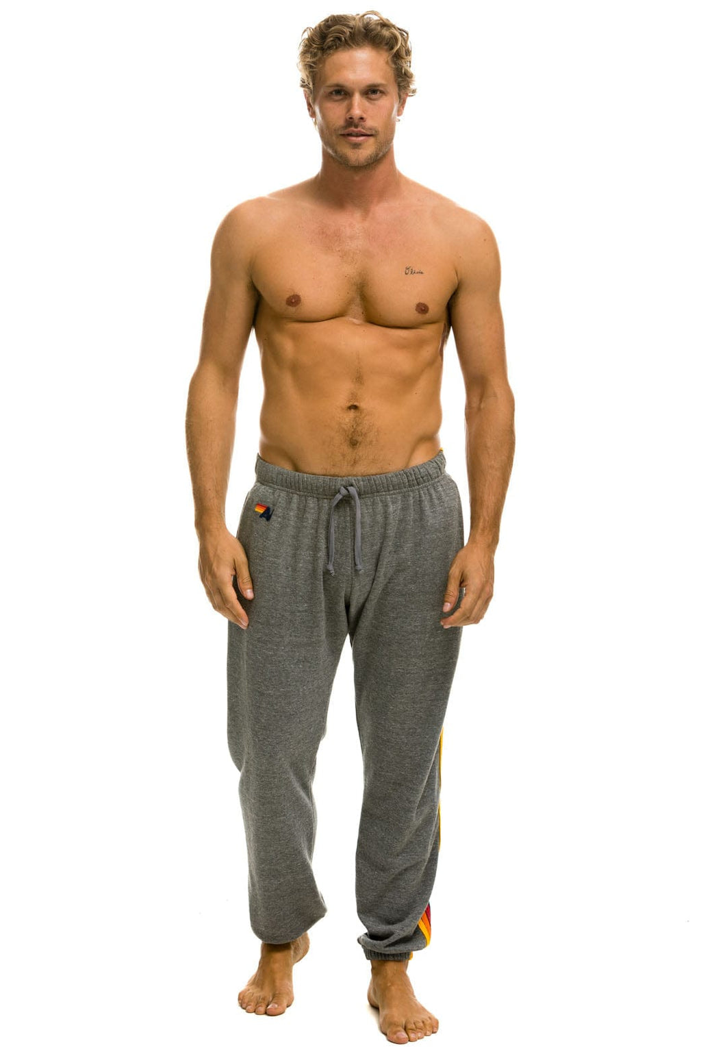 Classic 5 STRIPE SWEATPANTS - HEATHER GREY