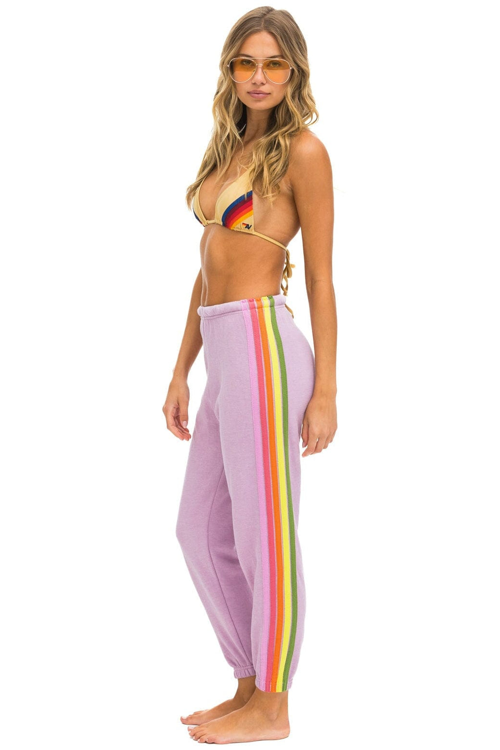 Classic 5 STRIPE SWEATPANTS - MAUVE PINK GREEN