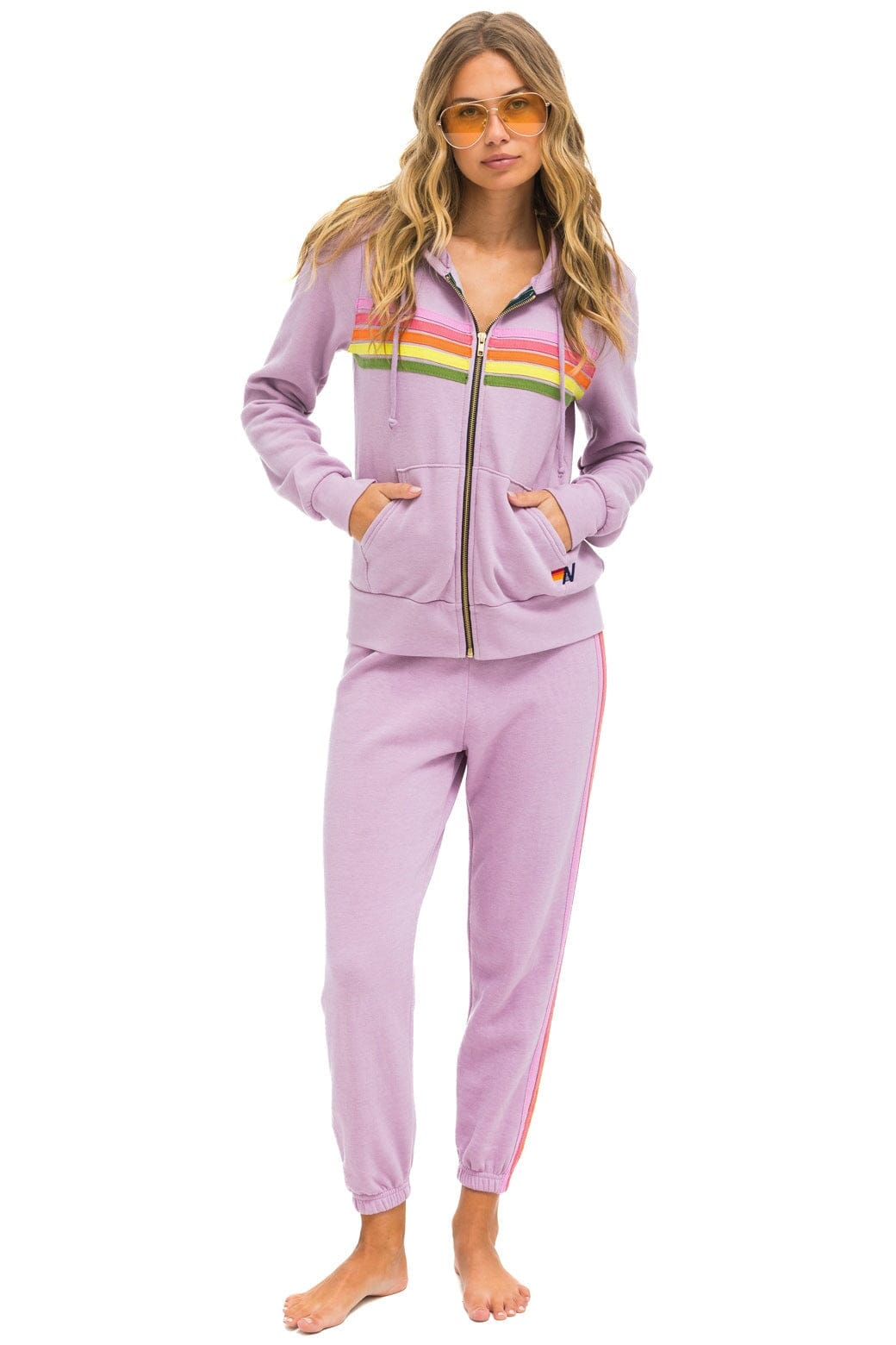 Classic 5 STRIPE SWEATPANTS - MAUVE PINK GREEN