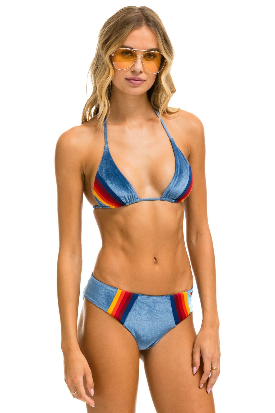 Classic 5 STRIPE VELVET SCRUNCH BIKINI BOTTOM - ISLANDA