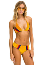 Classic 5 STRIPE VELVET TRIANGLE BIKINI TOP - GOLD
