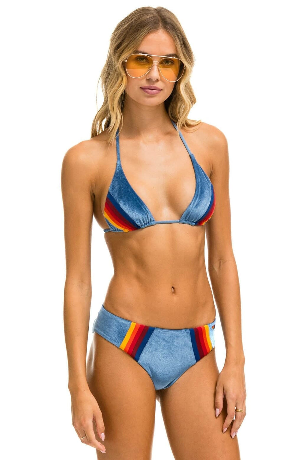 Classic 5 STRIPE VELVET TRIANGLE BIKINI TOP - ISLANDA