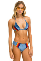 Classic 5 STRIPE VELVET TRIANGLE BIKINI TOP - ISLANDA