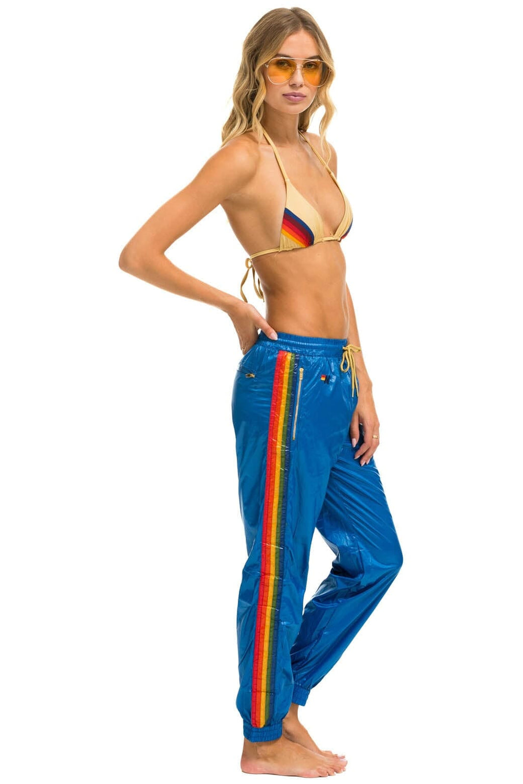 Classic 5 STRIPE WIND PANT - SNORKEL BLUE GLOSSY