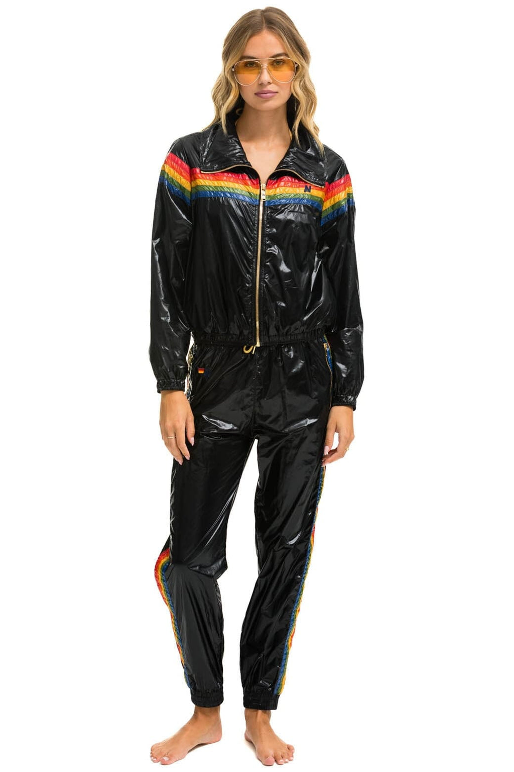 Classic 5 STRIPE WINDBREAKER - BLACK GLOSSY