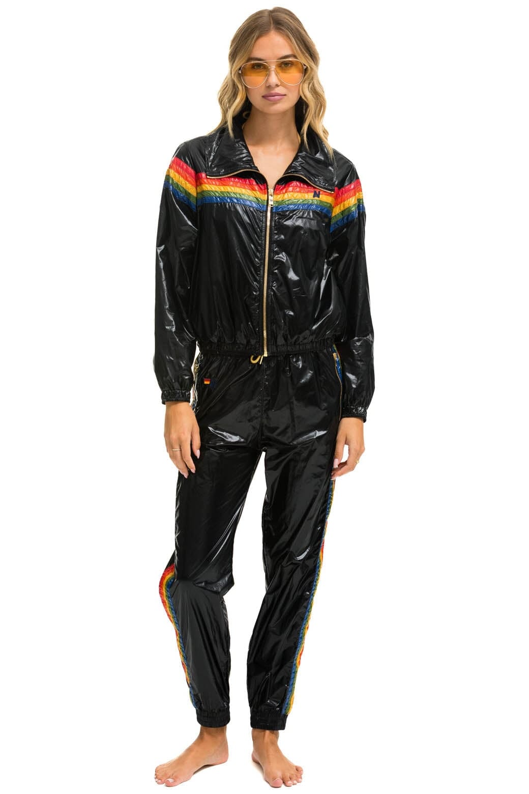 Classic 5 STRIPE WINDBREAKER - BLACK GLOSSY