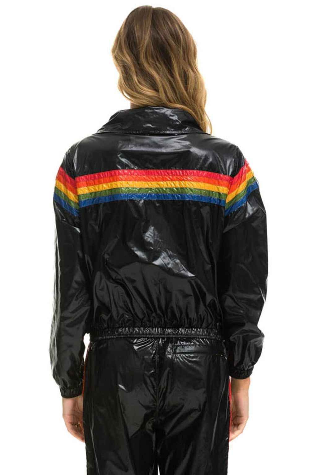 Classic 5 STRIPE WINDBREAKER - BLACK GLOSSY