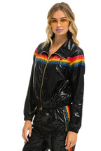 Classic 5 STRIPE WINDBREAKER - BLACK GLOSSY
