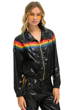 Classic 5 STRIPE WINDBREAKER - BLACK GLOSSY
