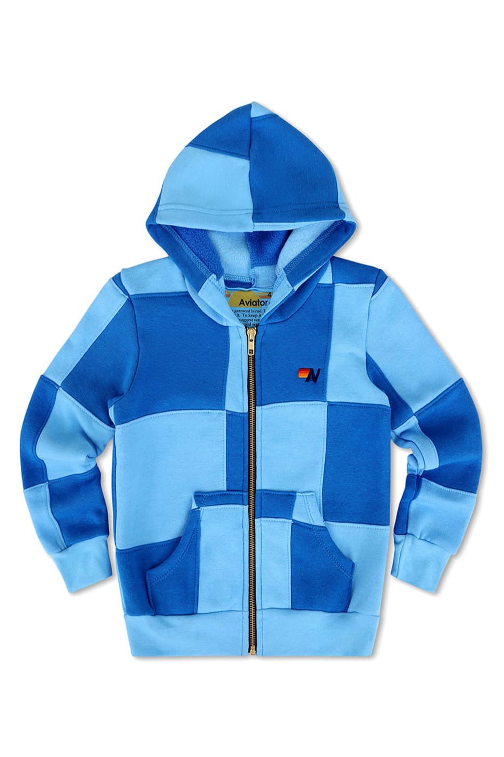 Classic KIDS CHECK QUILTED ZIP HOODIE - SKY ADVENTURE BLUE