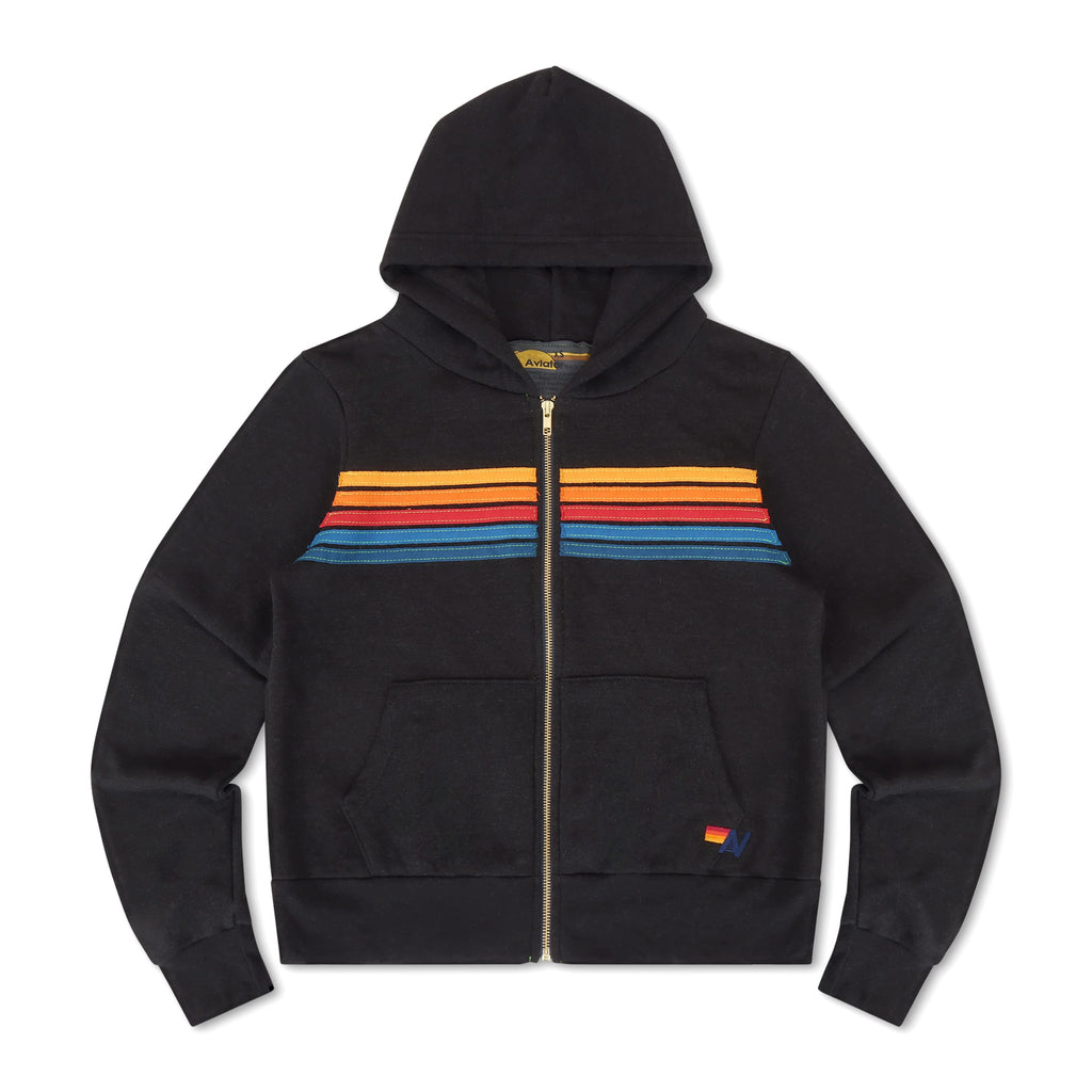 Classic 5 STRIPE HOODIE - BLACK