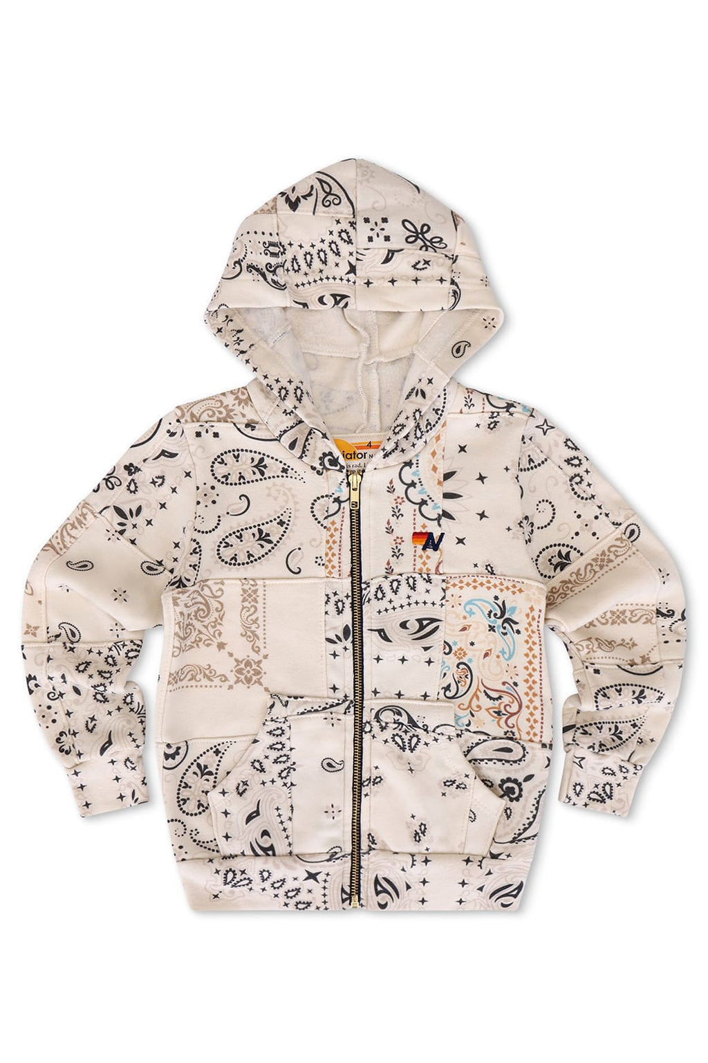 Classic KIDS BANDANA QUILTED ZIP HOODIE - VINTAGE WHITE