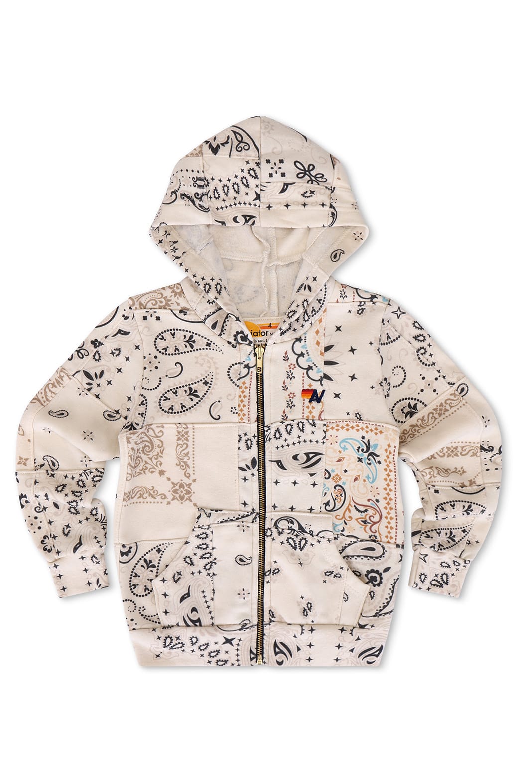 Classic KIDS BANDANA QUILTED ZIP HOODIE - VINTAGE WHITE