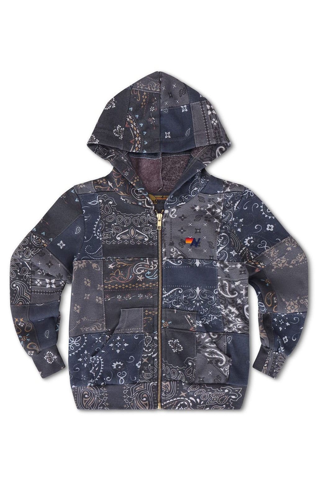 Classic KIDS BANDANA QUILTED ZIP HOODIE - CHARCOAL