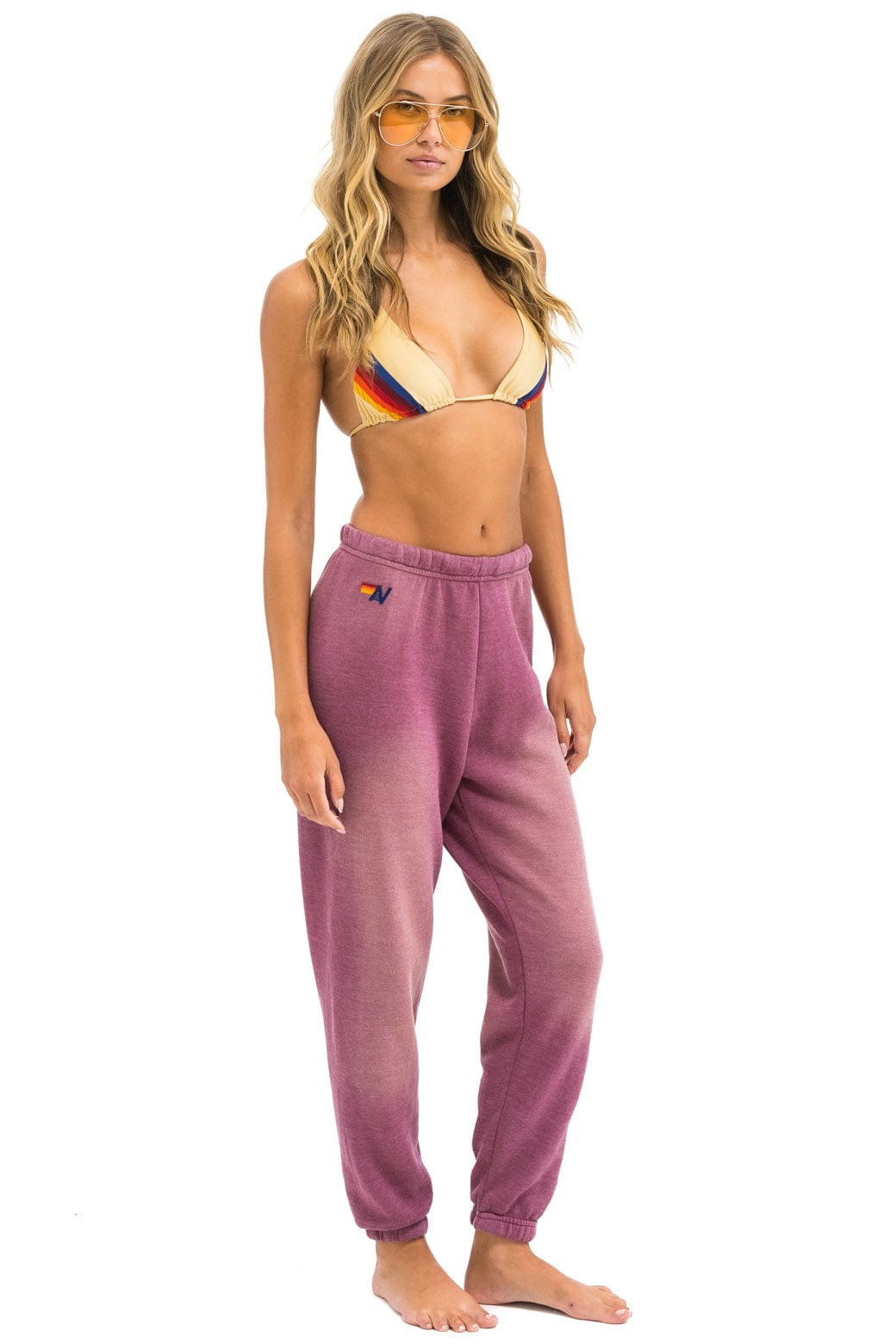 Classic 5 STRIPE SWEATPANTS - FADED BERRY