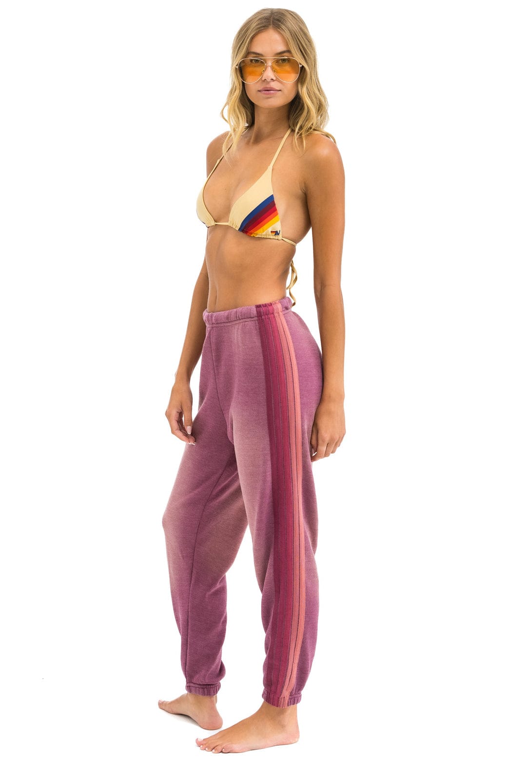 Classic 5 STRIPE SWEATPANTS - FADED BERRY