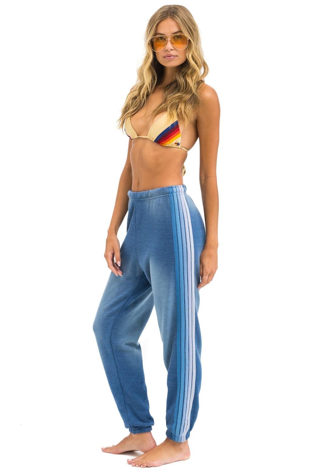 Classic 5 STRIPE SWEATPANTS - FADED WATER