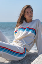 Classic WOMENS 5 STRIPE AMERICA SWEATPANTS - VINTAGE WHITE USA