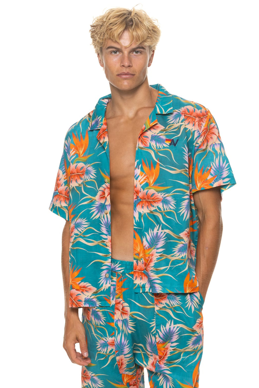 Classic UNISEX COTTON LUXE POPLIN RESORT SHIRT - BLUE HAWAII