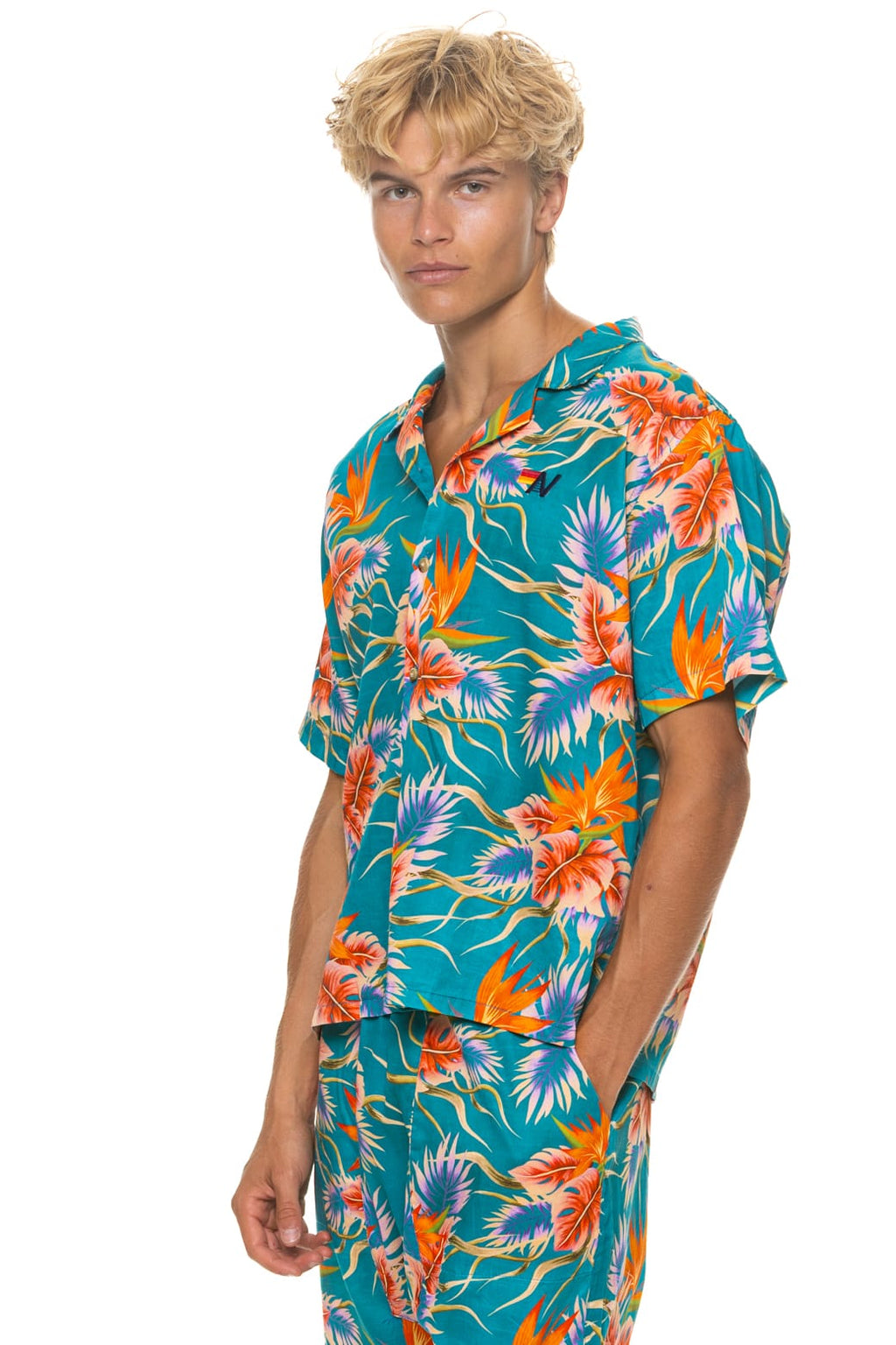Classic UNISEX COTTON LUXE POPLIN RESORT SHIRT - BLUE HAWAII