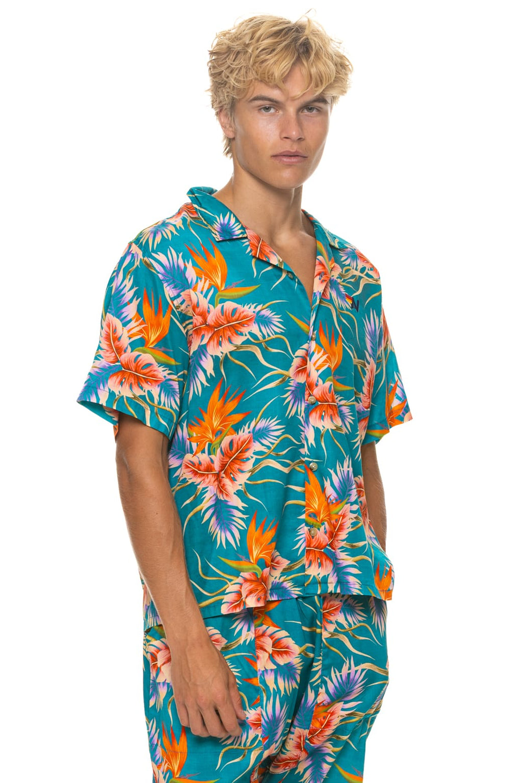 Classic UNISEX COTTON LUXE POPLIN RESORT SHIRT - BLUE HAWAII