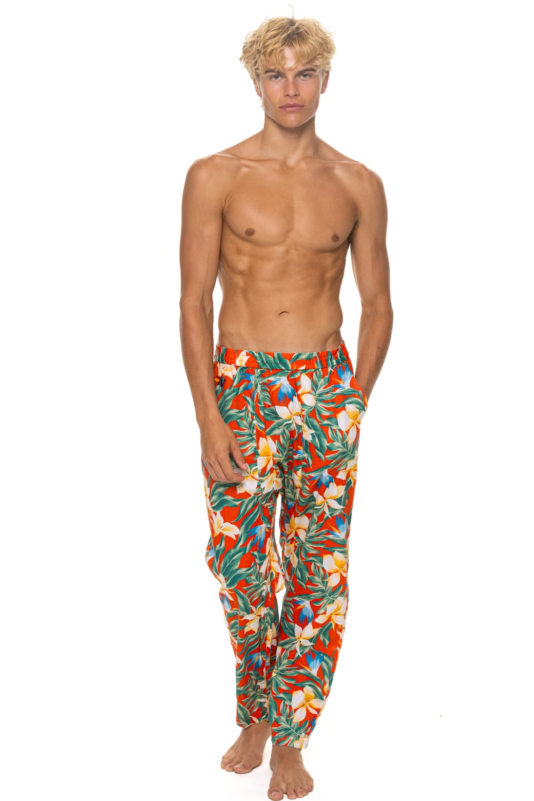 Classic UNISEX COTTON LUXE POPLIN RELAXED PANT - RED KAUAI