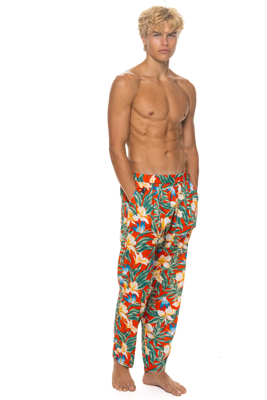 Classic UNISEX COTTON LUXE POPLIN RELAXED PANT - RED KAUAI