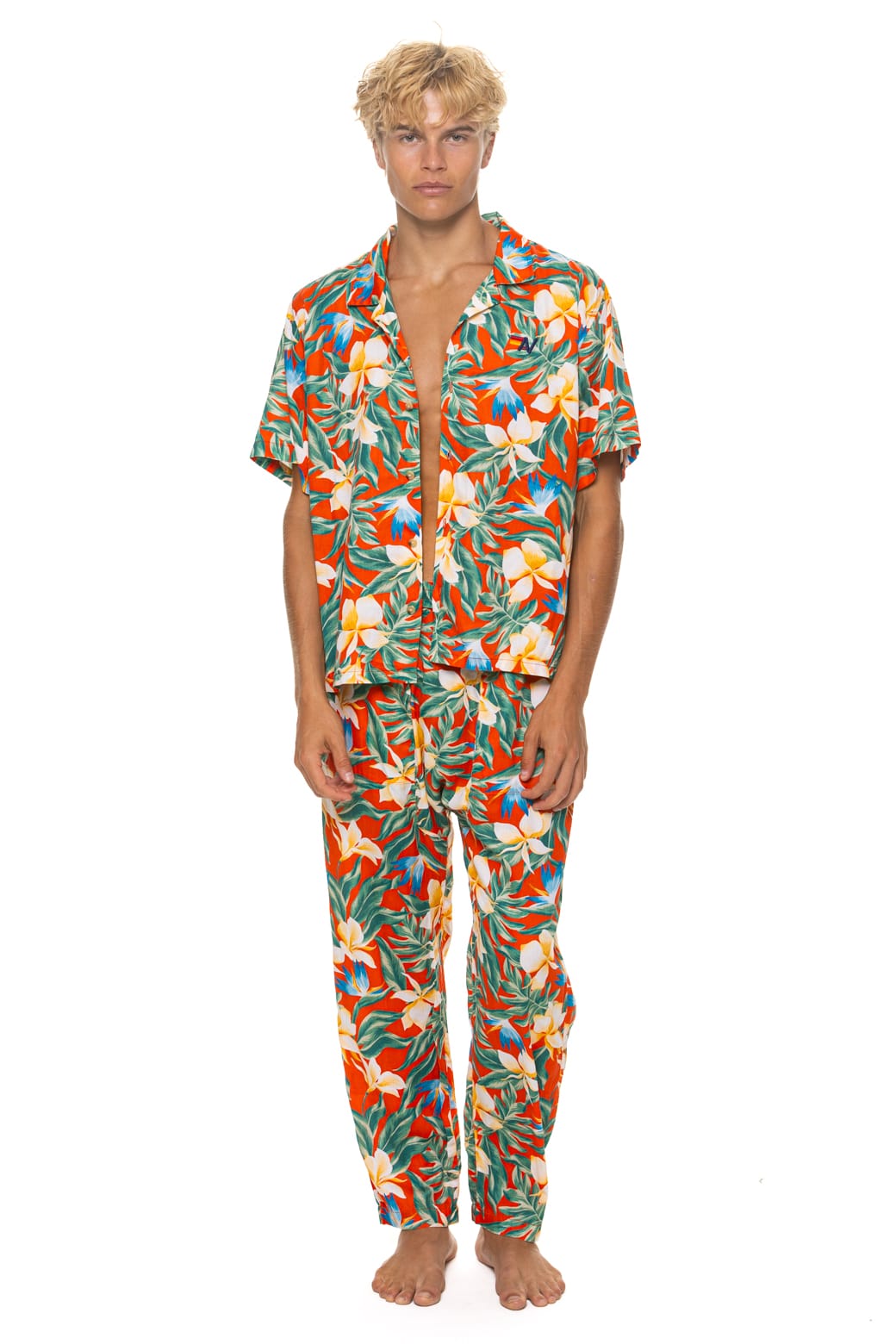 Classic UNISEX COTTON LUXE POPLIN RELAXED PANT - RED KAUAI