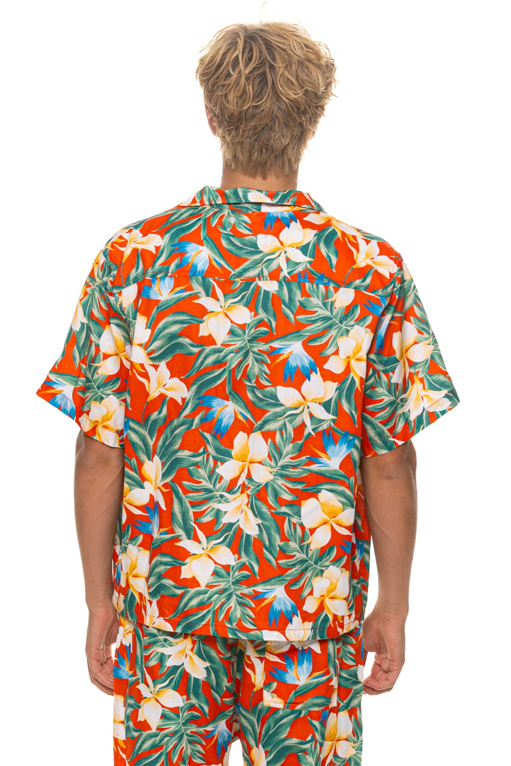 Classic UNISEX COTTON LUXE POPLIN RESORT SHIRT - RED KAUAI