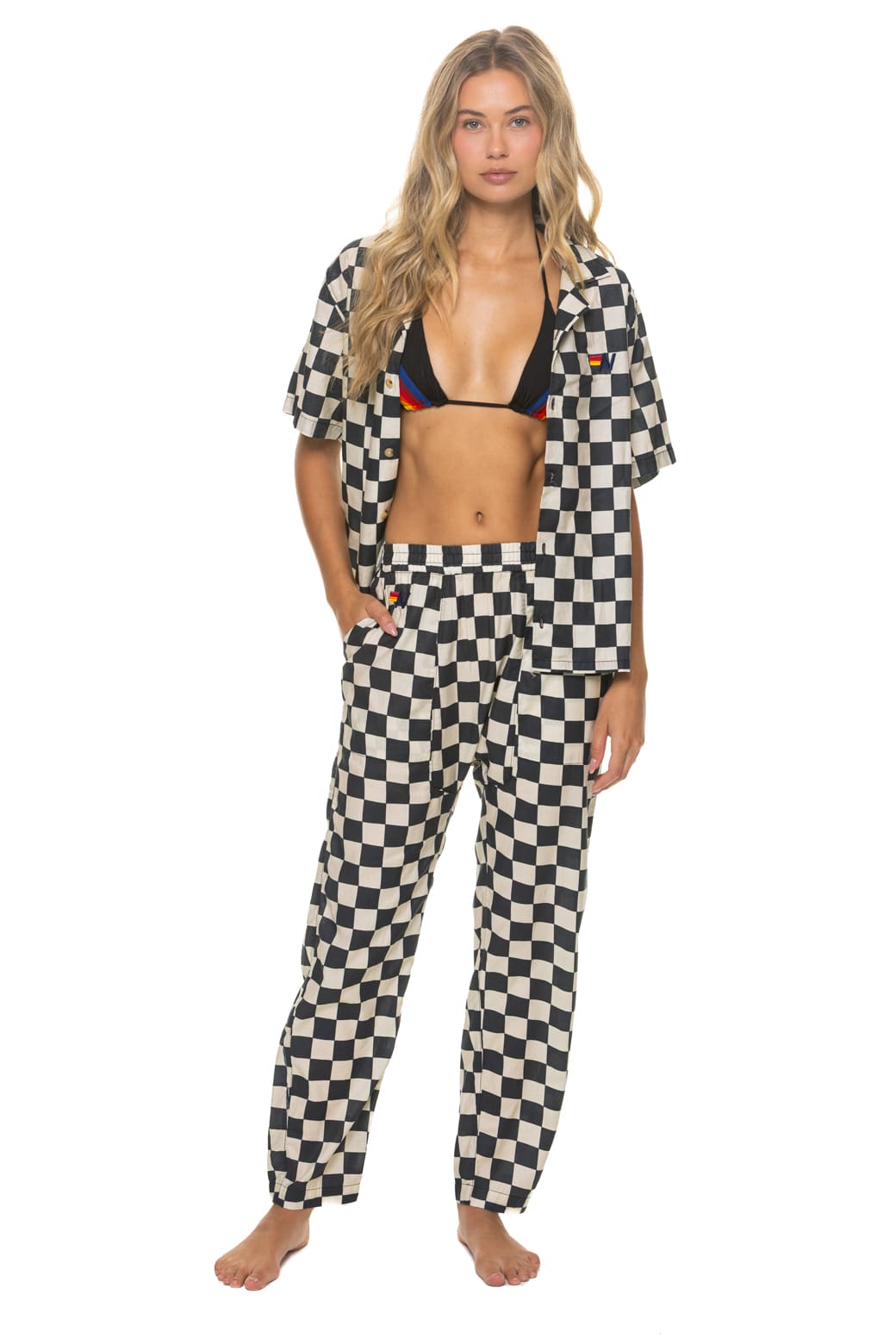 Classic UNISEX COTTON LUXE POPLIN RELAXED PANT - VINTAGE BLACK CHECKERED