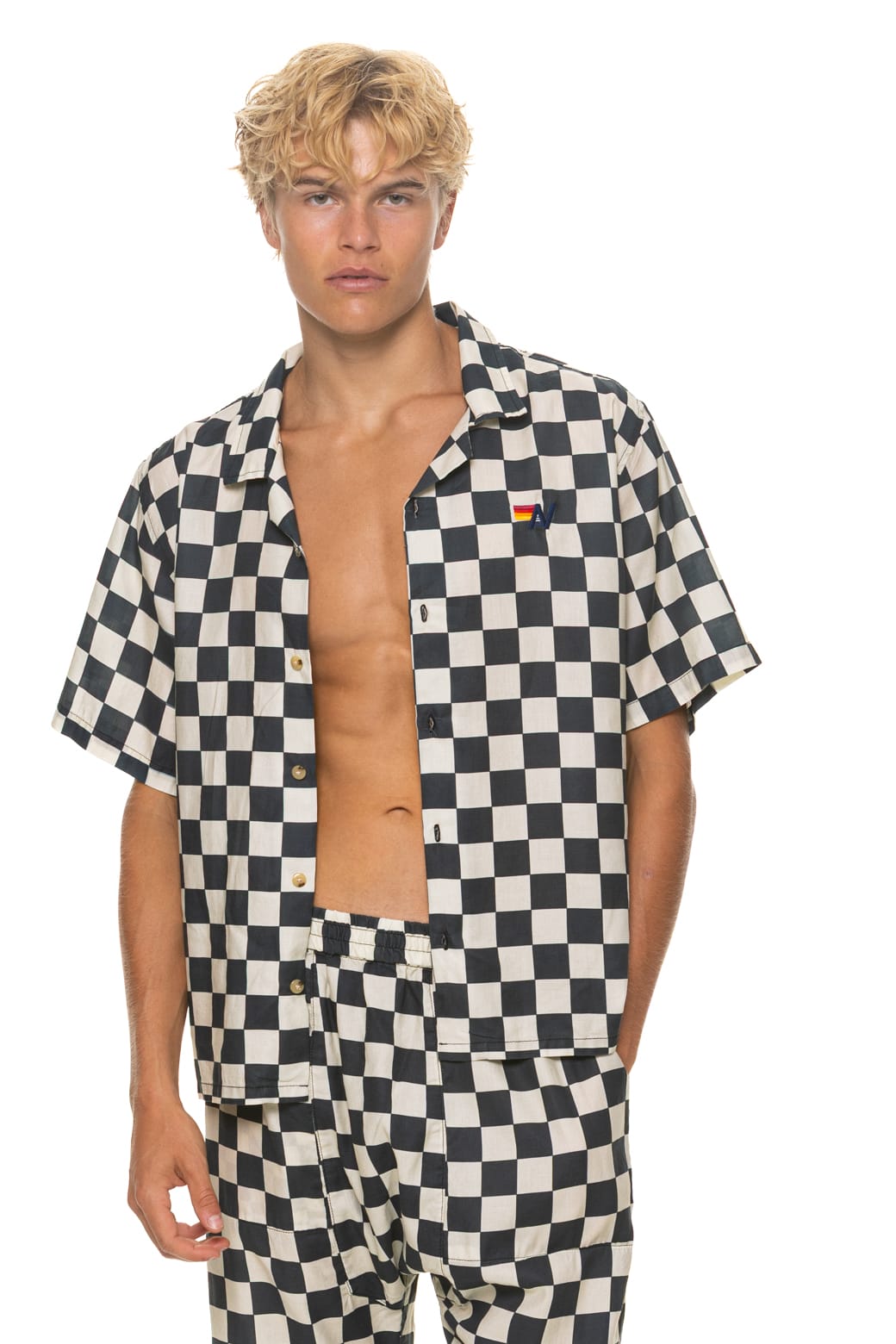 Classic UNISEX COTTON LUXE POPLIN RESORT SHIRT - VINTAGE BLACK CHECKERED