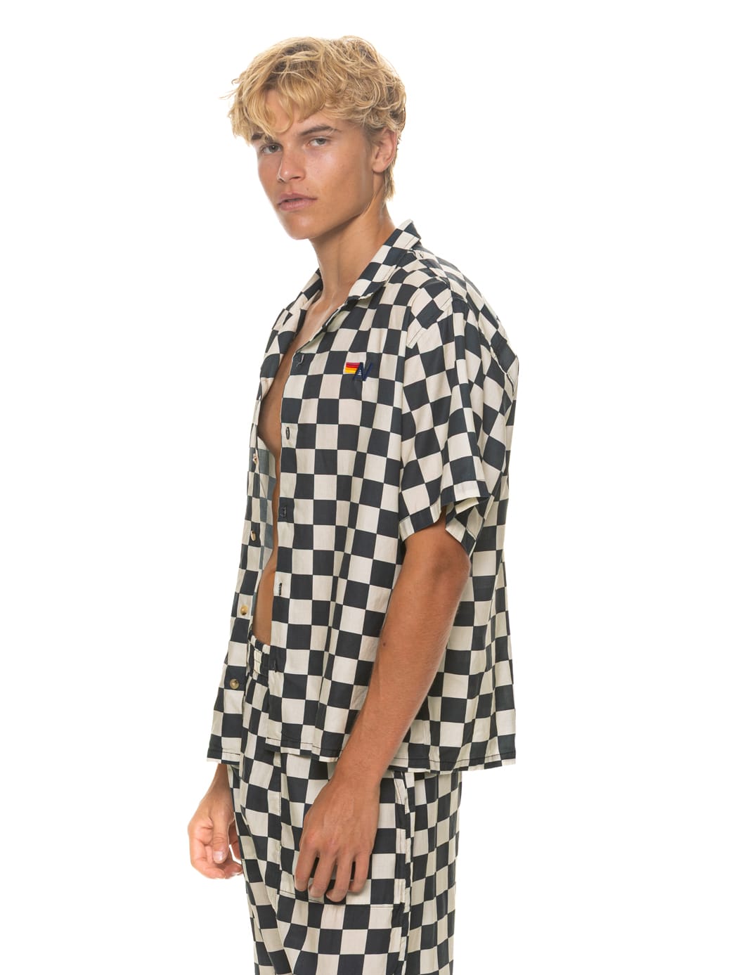 Classic UNISEX COTTON LUXE POPLIN RESORT SHIRT - VINTAGE BLACK CHECKERED