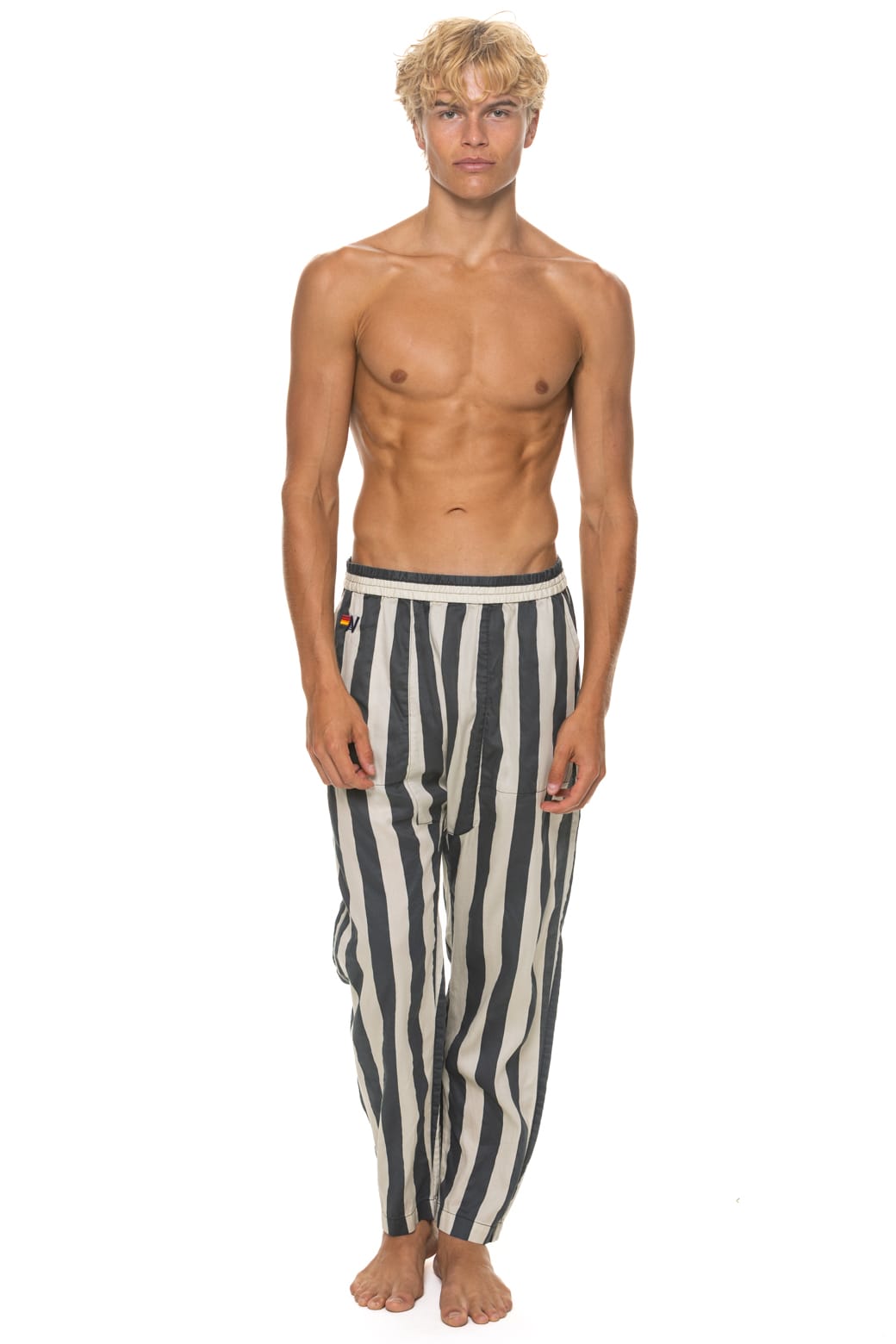 Classic UNISEX COTTON LUXE POPLIN RELAXED PANT - VINTAGE BLACK STRIPE