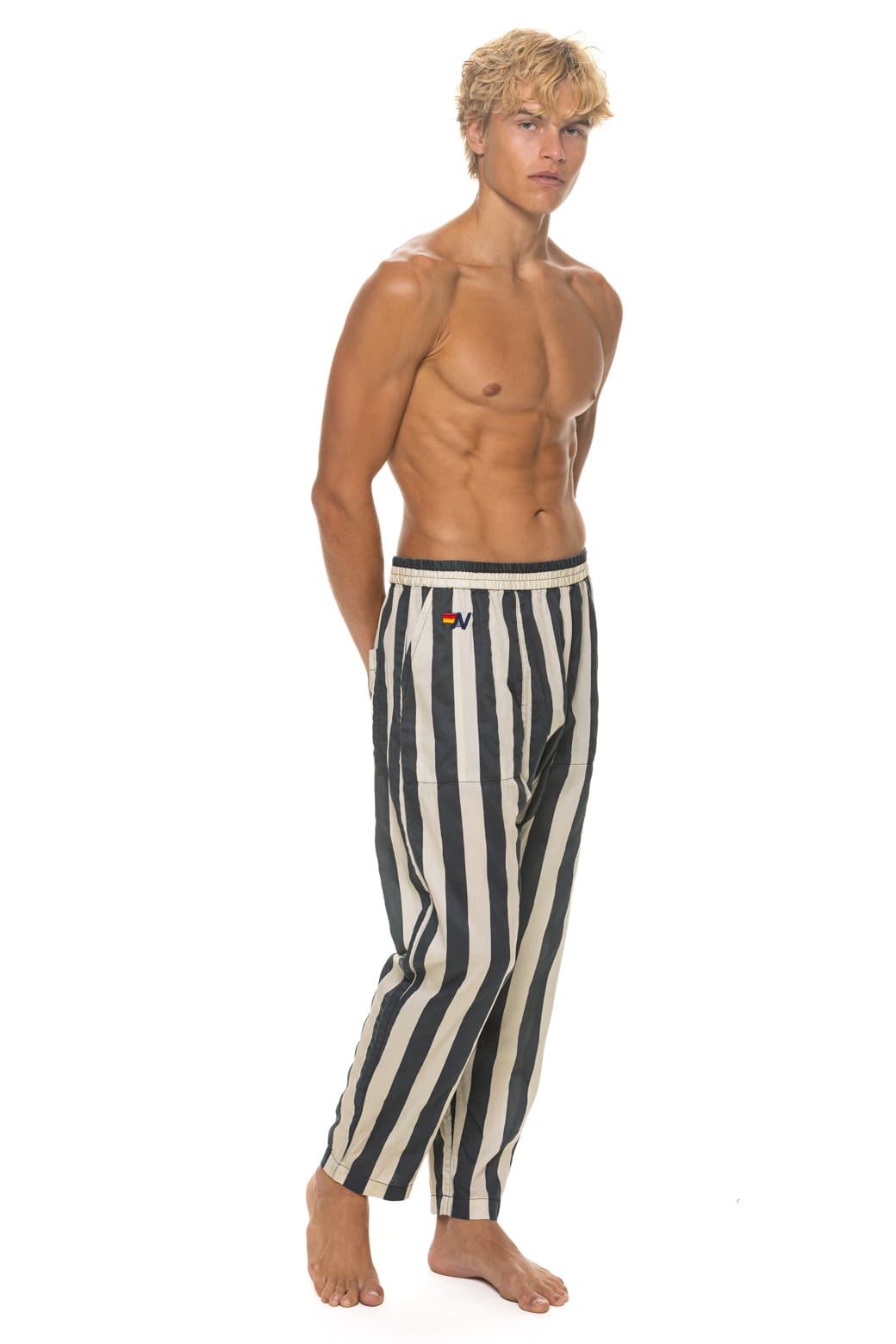 Classic UNISEX COTTON LUXE POPLIN RELAXED PANT - VINTAGE BLACK STRIPE