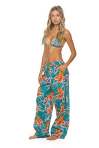 Classic WOMENS COTTON LUXE POPLIN WIDE LEG PANT - BLUE HAWAII